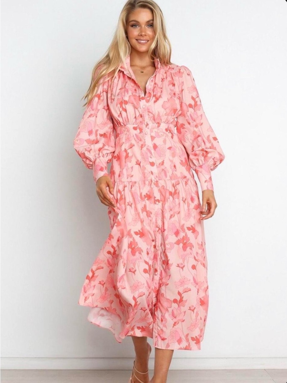 Petal & Pup Pink Floral Maxi Dress with Balloon Sleeves